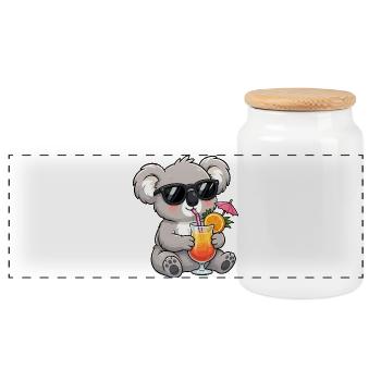 Koala Cocktail am Strand - Panorama Keksdose mit Holzdeckel - Weiß - Vorne