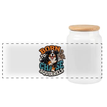 Berner Sennenhund - Panorama Keksdose mit Holzdeckel - Weiß - Vorne