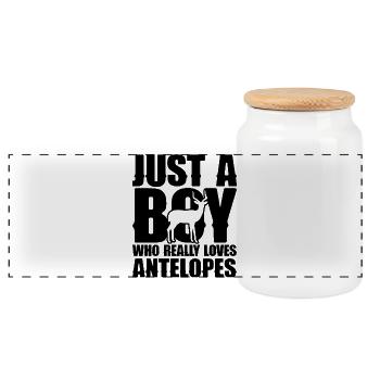 Antilope Silhouette Lustiger Spruch - Panorama Keksdose mit Holzdeckel - Weiß - Vorne
