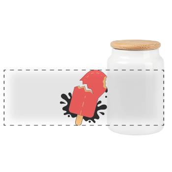 Playful Summer Bite – Minimalist Popsicle Design - Panoramic Cookie Jar with Wooden Lid - white - Front