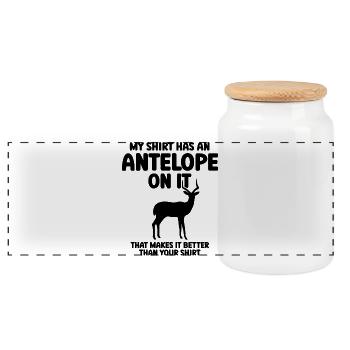 Antelope Humor - Panoramic Cookie Jar with Wooden Lid - white - Front