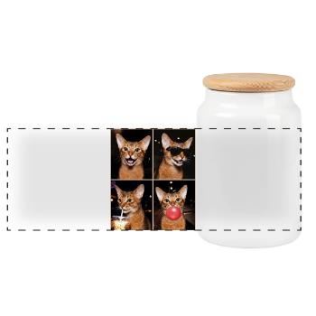 Chats Chat Américain à queue courte - Boîte à biscuits avec couvercle en bois - blanc - Devant