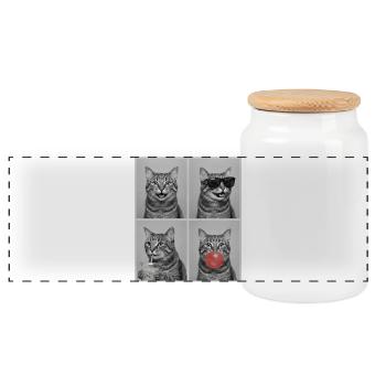 Chats Chat Américain à queue courte - Boîte à biscuits avec couvercle en bois - blanc - Devant