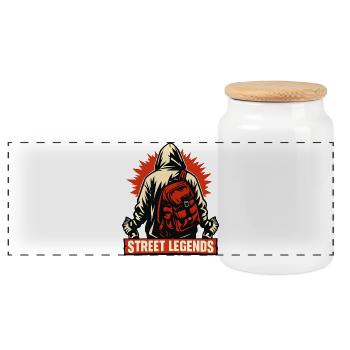 Street Legends Pullover Hoodie Motif - Panoramic Cookie Jar with Wooden Lid - white - Front