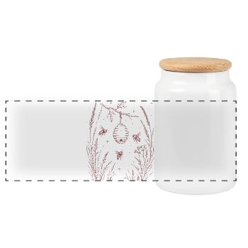 Wildflowers Bees - Panoramic Cookie Jar with Wooden Lid - white - Front