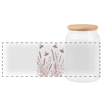Wildflowers Bees - Panoramic Cookie Jar with Wooden Lid - white - Front