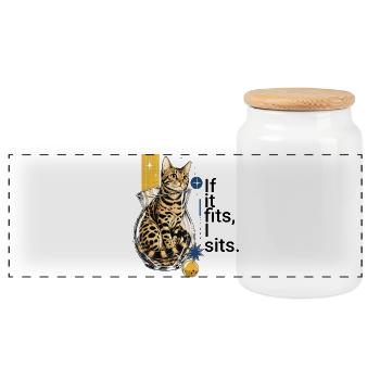 If I fit in, I sit in it – Bengal in a vase - Panoramic Cookie Jar with Wooden Lid - white - Front