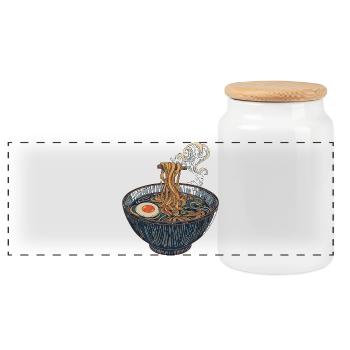 Slurping expressly allowed - Panoramic Cookie Jar with Wooden Lid - white - Front