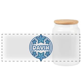 Davin - Boîte à biscuits avec couvercle en bois - blanc - Devant