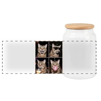Chats, Américain, Cheveux durs, Chat - Boîte à biscuits avec couvercle en bois - blanc - Devant