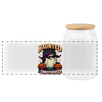 Halloween Ghost Geist Cool & Hanté - Boîte à biscuits avec couvercle en bois - blanc - Devant