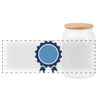 Achievement Award Badge Ribbon Design - Panoramic Cookie Jar with Wooden Lid - white - Front