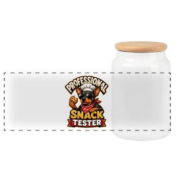 Miniature Pinscher - Panoramic Cookie Jar with Wooden Lid - white - Front