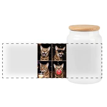 Chats Bengal Cat - Boîte à biscuits avec couvercle en bois - blanc - Devant