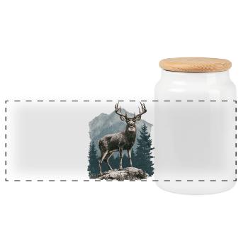 Cerf avec bois - Boîte à biscuits avec couvercle en bois - blanc - Devant