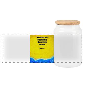 Finde Jesus von Eunice Ahiale - Panoramic Cookie Jar with Wooden Lid - white - Front