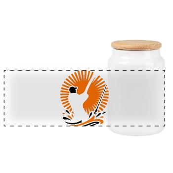 Angler Silhouette Icon - Panoramic Cookie Jar with Wooden Lid - white - Front