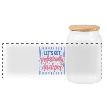 Let's professionally developed - Panoramic Cookie Jar with Wooden Lid - white - Front