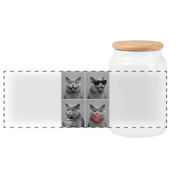 Cats British Shorthair Cat - Panoramic Cookie Jar with Wooden Lid - white - Front
