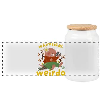 Whimsical Weirdo Nude Mule - Panoramic Cookie Jar with Wooden Lid - white - Front
