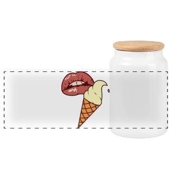 Eis Pop Art Sommer Lippen - Panoramic Cookie Jar with Wooden Lid - white - Front