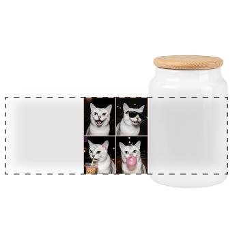 Chats Burmilla Chat - Boîte à biscuits avec couvercle en bois - blanc - Devant