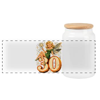 30e anniversaire rétro : Fée magique & Elfe - Boîte à biscuits avec couvercle en bois - blanc - Devant