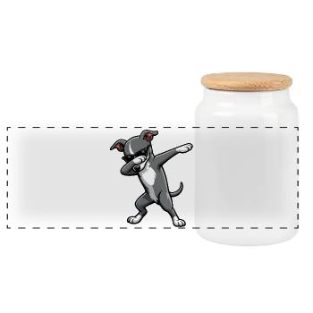 Dabbing Italian Greyhound - Panoramic Cookie Jar with Wooden Lid - white - Front