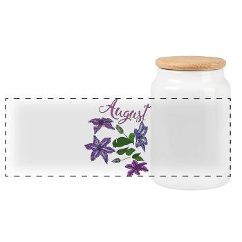 August - Panoramic Cookie Jar with Wooden Lid - white - Front