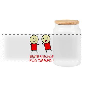 Beste Freunde Für Immer Duo - Panorama Keksdose mit Holzdeckel - Weiß - Vorne