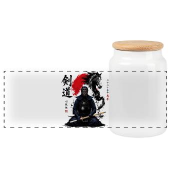 Pferde-Kendo Karate Judo Akido Martial Arts Kendo - Panorama Keksdose mit Holzdeckel - Weiß - Vorne