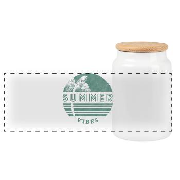 Retro Summer Vibes - Panoramic Cookie Jar with Wooden Lid - white - Front
