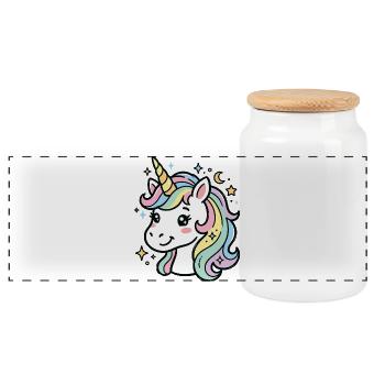 Licorne Pastel Étoilée - Boîte à biscuits avec couvercle en bois - blanc - Devant