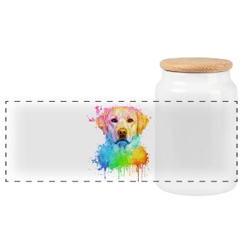 Labrador Retriever Aquarell Illustration - Panorama Keksdose mit Holzdeckel - Weiß - Vorne