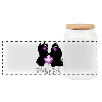 fluffy girls - Boîte à biscuits avec couvercle en bois - blanc - Devant