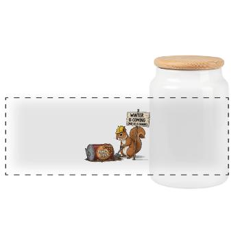 Cool Squirrel - Panoramic Cookie Jar with Wooden Lid - white - Front