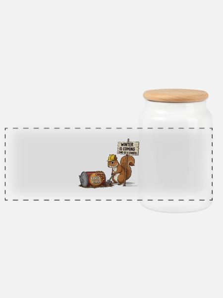 Cool Squirrel - Panoramic Cookie Jar with Wooden Lid - white