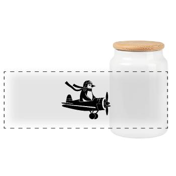 Licence de vol Penguin Pilots Silhouette - Boîte à biscuits avec couvercle en bois - blanc - Devant