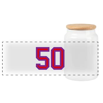 50. 50 YEARS. 50th ANNIVERSARY. 50 YEARS ANNIVERSARY. - Panoramic Cookie Jar with Wooden Lid - white - Front