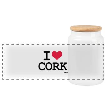 i love cork by wam - Panoramic Cookie Jar with Wooden Lid - white - Front