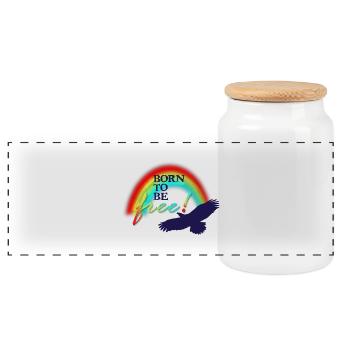 Born to be FREE - Panoramic Cookie Jar with Wooden Lid - white - Front