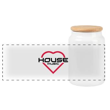 House Music - Panoramic Cookie Jar with Wooden Lid - white - Front