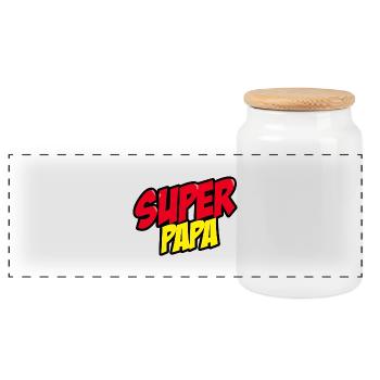 Super Papa - Boîte à biscuits avec couvercle en bois - blanc - Devant