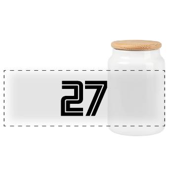 27 - Panoramic Cookie Jar with Wooden Lid - white - Front