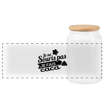 Je ne souris pas - Boîte à biscuits avec couvercle en bois - blanc - Devant