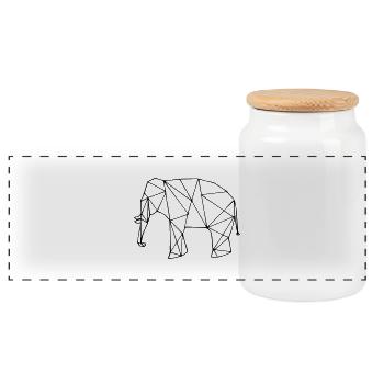 Elefant - Panorama Keksdose mit Holzdeckel - Weiß - Vorne