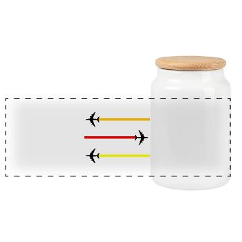 planes colour - Panoramic Cookie Jar with Wooden Lid - white - Front