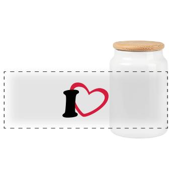 i love - Panorama Keksdose mit Holzdeckel - Weiß - Vorne