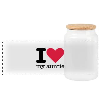 I Love My Auntie - Panorama Keksdose mit Holzdeckel - Weiß - Vorne