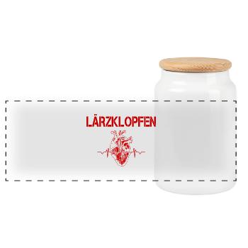 Lärzklopfen_red - Panorama Keksdose mit Holzdeckel - Weiß - Vorne
